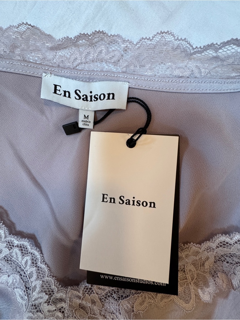 En Saison Lace-Trim Chemise in Pale Lilac Blush - Picture 5 of 5